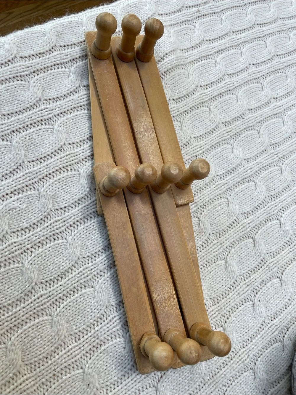 Natural Wood Accordion 10 Peg Rack Wall Hanger